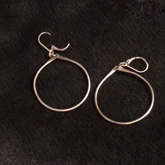 Sterling silver dangle hoop earrings - Picture 1 of 3